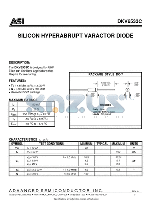 DKV6533C datasheet - SILICON HYPERABRUPT VARACTOR DIODE