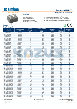 AM1P-Z_13 datasheet - 1 Watt | DC-DC Converter