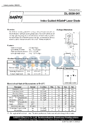 DL-3038-041 datasheet - Index Guided AlGalnP Laser Diode