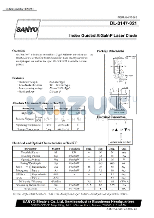 DL-3147-021 datasheet - Index Guided AlGalnP Laser Diode