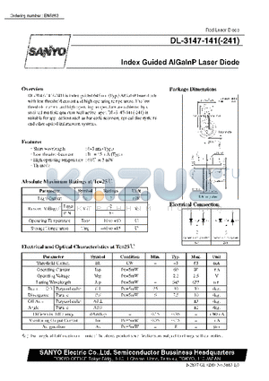 DL-3147-141 datasheet - Index Guided AlGalnP Laser Diode
