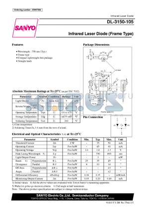 DL-3150-105 datasheet - Infrared Laser Diode (Frame Type)