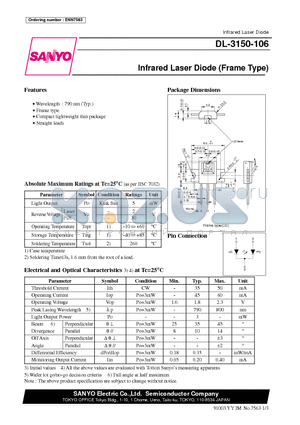 DL-3150-106 datasheet - Infrared Laser Diode (Frame Type)