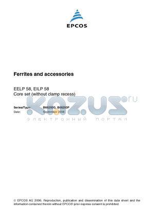 B66293G0000X187 datasheet - Ferrites and accessories