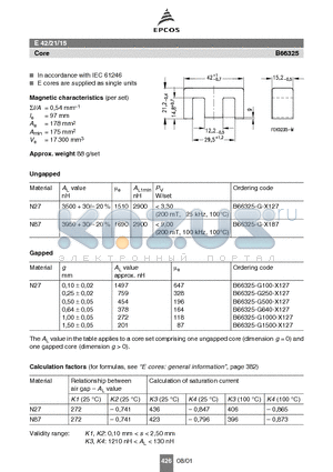 B66325-G1500-X127 datasheet - E 42/21/15 Core