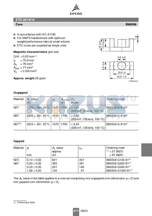 B66358-G-X127 datasheet - ETD 29/16/10 Core