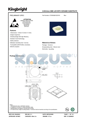 AT5050QB10ZS-RV datasheet - 5.0X5.0mm SMD LED WITH CERAMIC SUBSTRATE