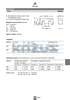 B66383-G-X187 datasheet - E 47/20/16 Core