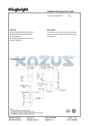 AM2520EH-YD datasheet - SUBMINIATURE SOLID STATE LAMP
