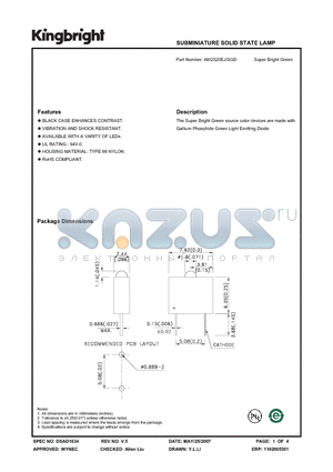 AM2520EJ-SGD datasheet - SUBMINIATURE SOLID STATE LAMP