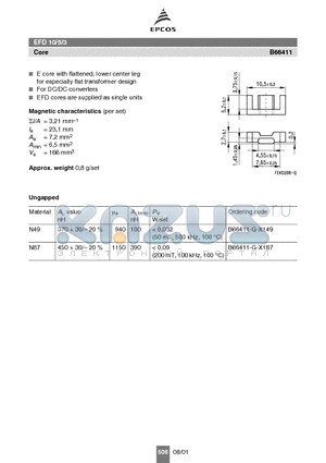 B66411-G-X149 datasheet - EFD 10/5/3 Core