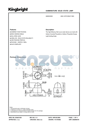 AM2520ID03 datasheet - SUBMINIATURE SOLID STATE LAMP