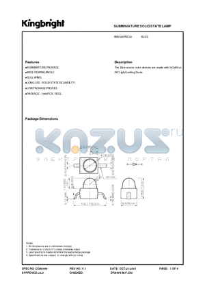 AM2520PBC03 datasheet - SUBMINIATURE SOLID STATE LAMP