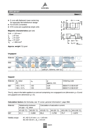 B66417-G-X149 datasheet - EFD 20/10/7 Core