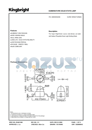 AM2520SGD03 datasheet - SUBMINIATURE SOLID STATE LAMP