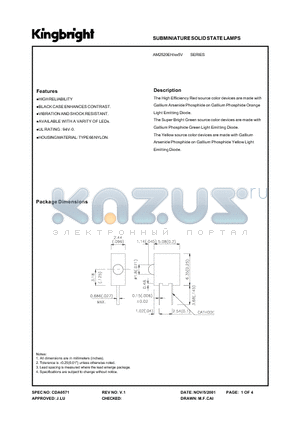 AM2520SGD5V datasheet - SUBMINIATURE SOLID STATE LAMPS