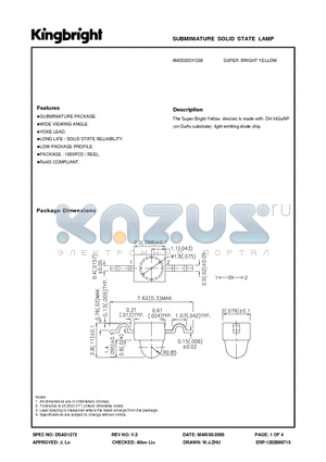 AM2520SYC08 datasheet - SUBMINIATURE SOLID STATE LAMP