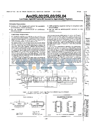 AM25L03 datasheet - LOW POWER EIGHT-BIT/TWELVE BIT SUCCESSIVE APPROXIMATION REGISTERS