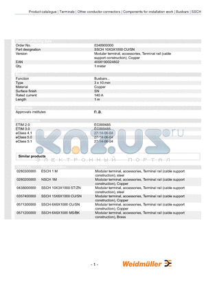 0280200000 datasheet - Modular terminal, accessories, Terminal rail (cable support construction), Copper