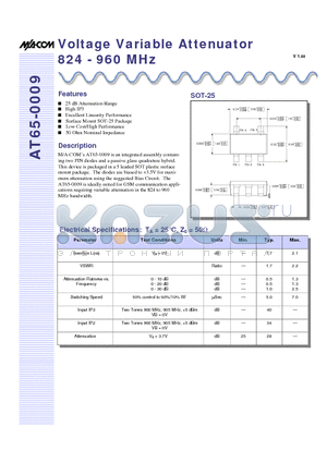 AT65-0009-TB datasheet - Voltage Variable Attenuator 824 - 960 MHz