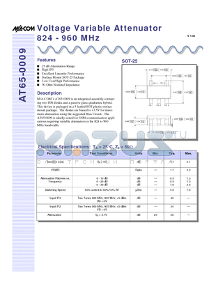 AT65-0009TR datasheet - Voltage Variable Attenuator 824 - 960 MHz