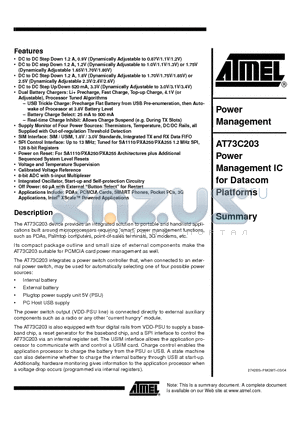 AT73C203 datasheet - Power Management IC for Datacom Platforms