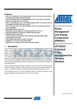 AT73C237 datasheet - Power Management and Analog Companions (PMAAC)