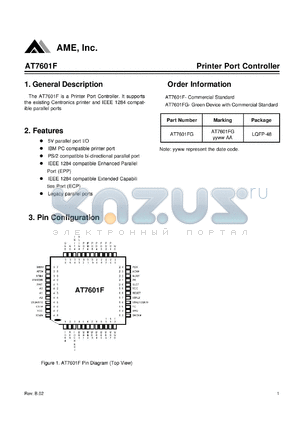 AT7601F datasheet - Printer Port Controller