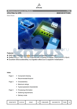 B69812N1577C403 datasheet - Microwave Ceramics and Modules