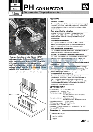 B6B-PH-K-S datasheet - Disconnectable Crimp style connectors