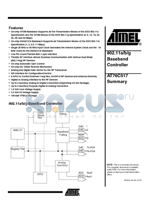 AT76C517 datasheet - 802.11a/b/g Baseband Controller