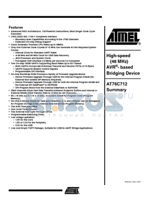 AT76C712 datasheet - High-speed (48 MHz) AVR- based Bridging Device
