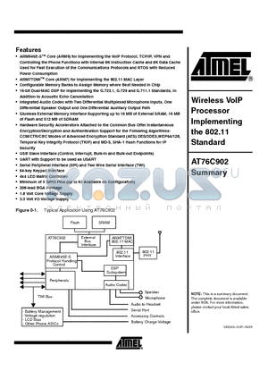 AT76C902 datasheet - Wireless VoIP Processor Implementing the 802.11 Standard