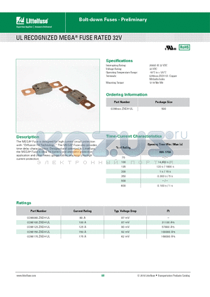 0298080ZXEH-UL datasheet - UL Recognized Mega^ Fuse Rated 32V