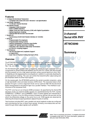 AT78C5090 datasheet - 2-CHANNEL SERIAL ATA PHY