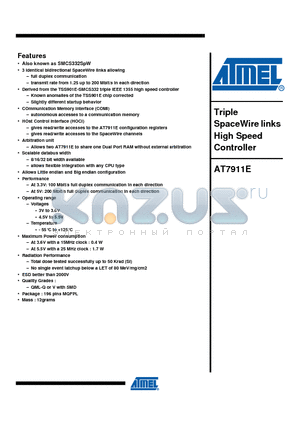 AT7911E datasheet - Triple SpaceWire links High Speed Controller