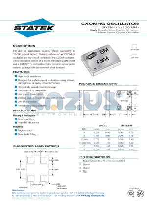 CXOMHGSESM5 datasheet - CXOMHG OSCILLATOR