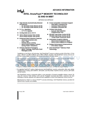 28F320J5 datasheet - StrataFlash MEMORY TECHNOLOGY 32 AND 64 MBIT