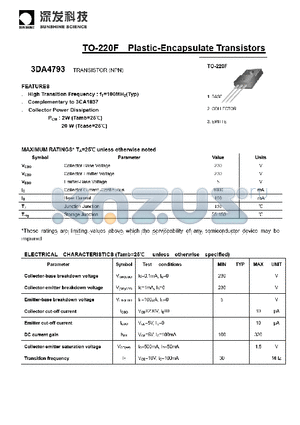 3DA4793 datasheet - TO-220F Plastic-Encapsulate Transistors