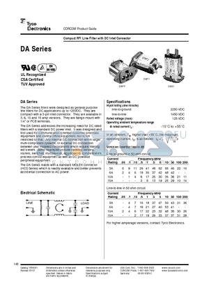 3DAF1 datasheet - Compact RFI Line Filter with DC Inlet Connector