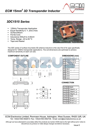 3DC1515T-292 datasheet - 15mm2 3D Transponder Inductor