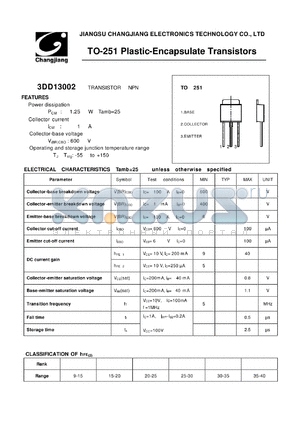 3DD13002 datasheet - TRANSISTOR NPN 