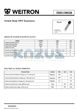 3DD13002B datasheet - Switch Mode NPN Transistors