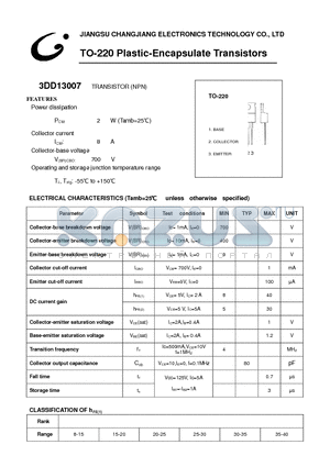 3DD13007 datasheet - TO-220 Plastic-Encapsulate Transistors