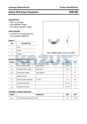 3DD15D datasheet - Silicon NPN Power Transistors