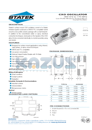 CXOSTSM5 datasheet - CXO OSCILLATOR