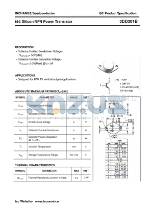 3DD301B datasheet - isc Silicon NPN Power Transistor