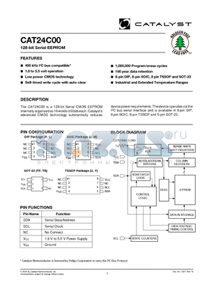 CAT24C00LETE13 datasheet - 128-bit Serial EEPROM