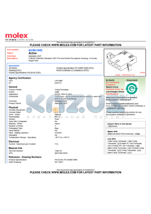 03-09-1042 datasheet - 2.36mm Diameter Standard