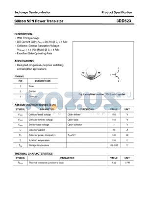 3DD523 datasheet - Silicon NPN Power Transistor